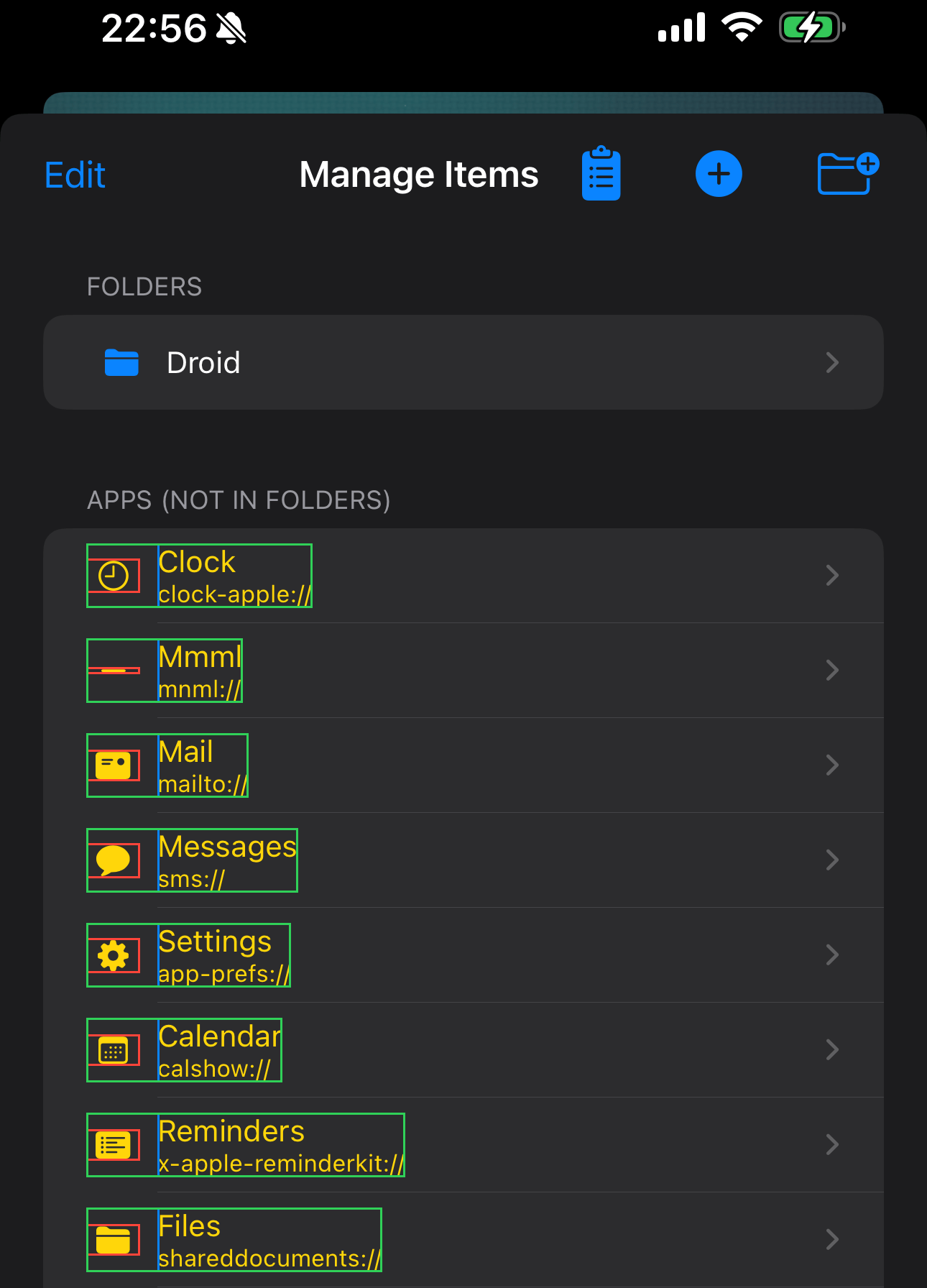 Mnml app UI debugging