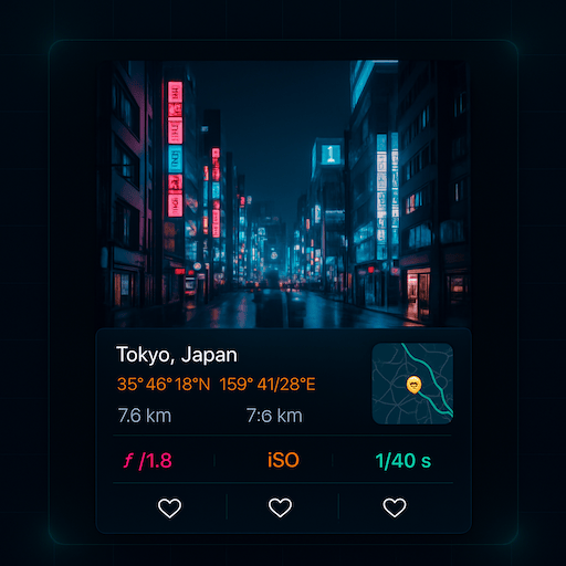 MapPic screenshot showing photos in Tokyo