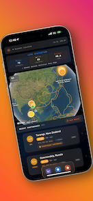 iQuake iOS app showing 3D earthquake visualization with tectonic plate overlays and depth mapping